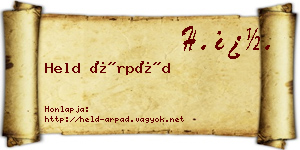 Held Árpád névjegykártya